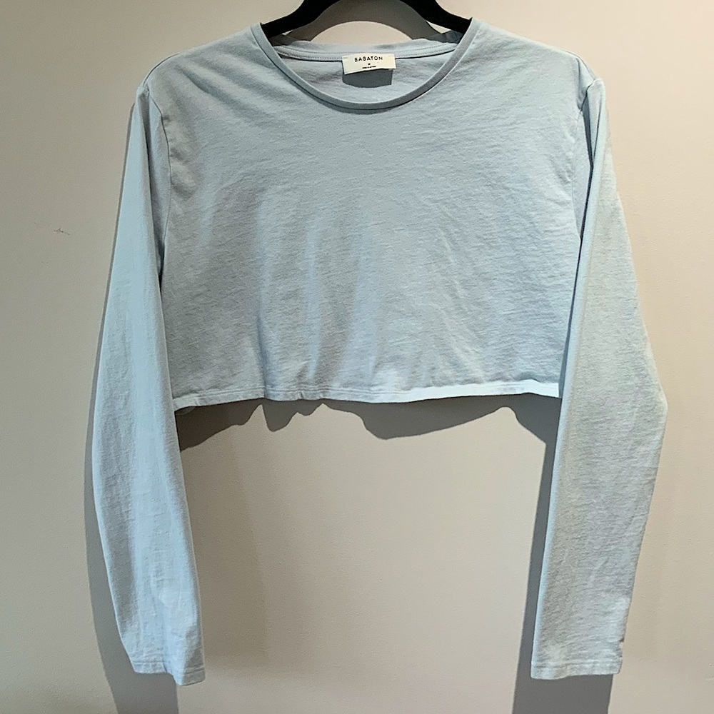 Robin Egg Blue Long Sleeve Crop Top